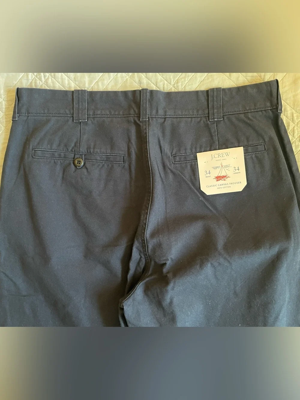 J. CREW Classic trouser in canvas Navy Size 34/34 NWD $98 BW595